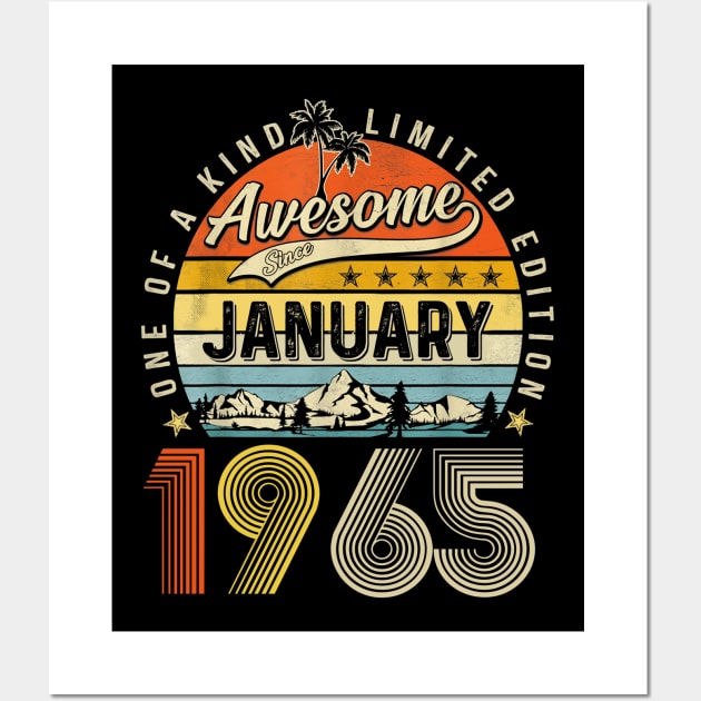 Awesome Since January 1965 Vintage 58th Birthday Wall Art by Vintage White Rose Bouquets